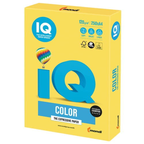 Бумага цветная для принтера IQ Color А4, 120 г/м2, 250 листов
